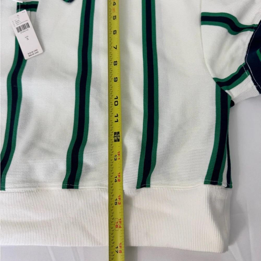 Maeve White, Green, Navy Striped Crop Polo Top‎ Women’s Size Small New With Tags - Picture 6 of 7